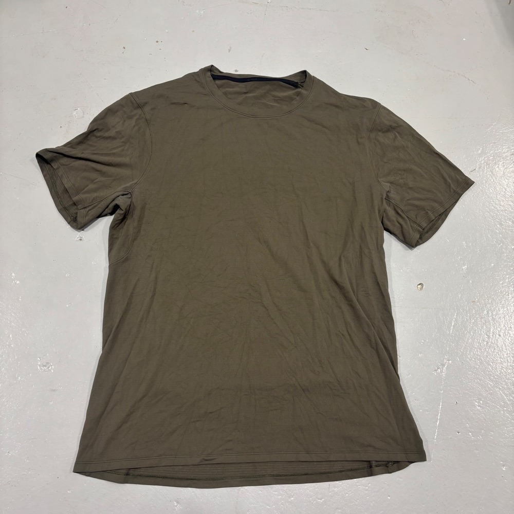 Lululemon Metal Vent Tech Short Sleeve Shirt Olive Green Mens Training Tee